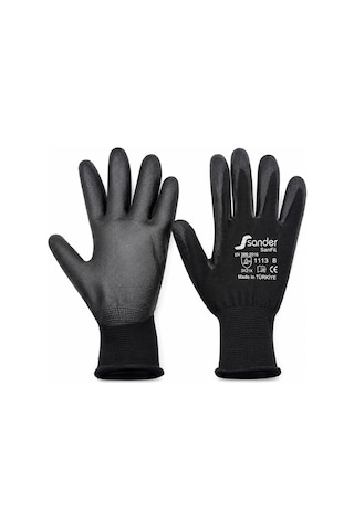 Sander G-111330 Nitril İşçi Eldiven No 8 Small Siyah Siyah Başlık - 10'li Paket Diğer