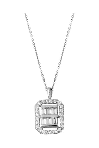 Bilezikci Crystal Baget Taşlı Beyaz Altın Kolye 8KON06KL