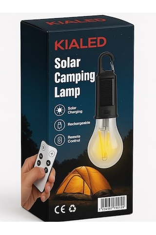 Kialed Solar Güneş Enerjili Zaman Ayarlı Type-c Şarjlı Kumandalı Çadır Lambası Çok Renkli