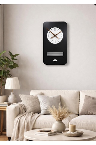 Denver Ahşap Salon Duvar Saati Pilli Ledsiz Quartz Ultra Sessiz Mekanizma 34 Cm X 55 Cm Siyah