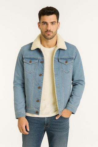 Zbd Erkek Slim Fit Kürklü Kot Ceket - 7432 Buz Mavi