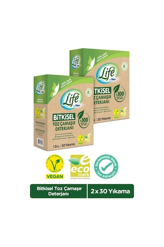 Life By Fakir %100 Bitkisel Bazlı Doğal Toz Çamaşır Deterjanı 2 x 1500 G