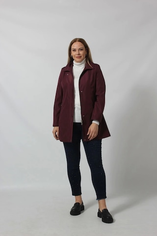 1616 Fermuarlı Cep Detaylı Kapuşonlu Bondit Ceket Mürdüm