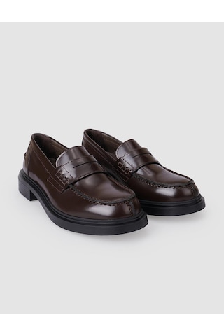 Hakiki Deri Kahverengi Açma Kadın Loafer Kahverengi