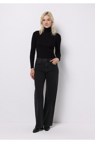 Colins Slim Fit Balıkçı Yaka Düz Kadın Siyah Uzun Kol Tişört Cl1076444 Q1.v2 Blk SIYAH