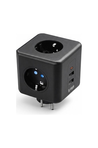 Akım Korumalı Küp Priz 3 Priz Girişi Ve 3 Usb Şarj Özellikli Standart
