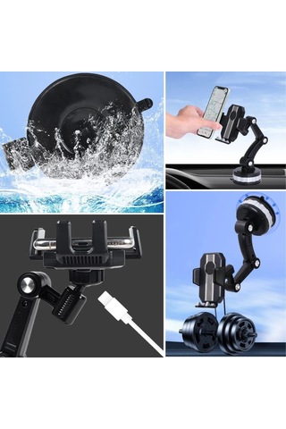 Buffer Jel Vantuzlu Cama Takılabilen Güçlü 360 Derece Dönebilen Ayarlanabilir Araç Içi Vantuzlu Tel