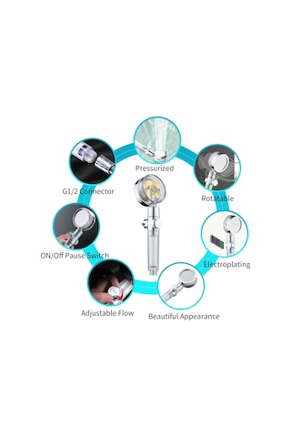 Fanfan Turbo Fanlı El Duş Başlığı Açma/kapama Duraklatma Krom