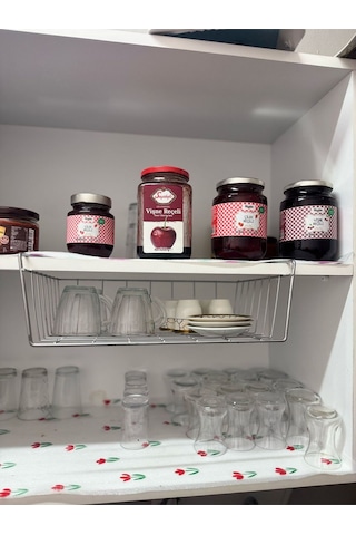 Magic Objects Metalik Dolap Içi Çelik Sepet Raf Kanguru 1 Parça Mutfak Gri