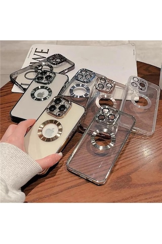 İphone 14 Promax Uyumlu Extra Kamera Korumalı Kamerası Cam Lensli Lazer Lüx Kılıf Kapak Tam Koruma Siyah