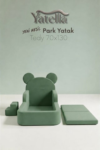 Yatella Luxury Tedyy Baza Ve Başlıklı Montessori Full Sünger Yatak Seti 70 X 130 Gri