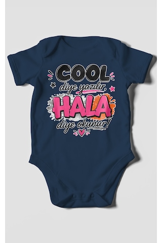 Morivokids Cool Diye Yazılır Hala Diye Okunur Kısa Kollu Bebek Body %100 Pamuk Lacivert