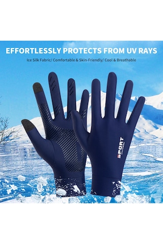 Kosona Gri M Beden İki Parmak Açık Güneş Korumalı Eldiven - Yazlık Buz İpek İnce Tip, Kaymazsız Dışarıda Balık Tutma Ve Bisiklet Sürüşü İçin