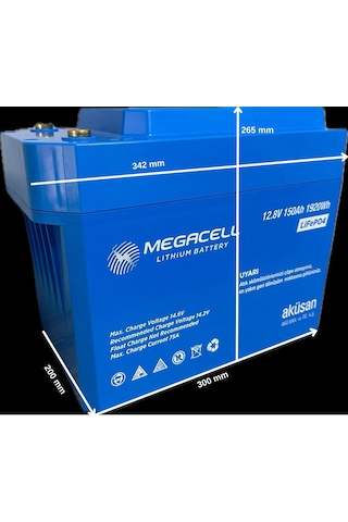 Megacell 12.8v 150ah Lifepo4 Lityum Akü - Abs Kasa -bluetoothlu