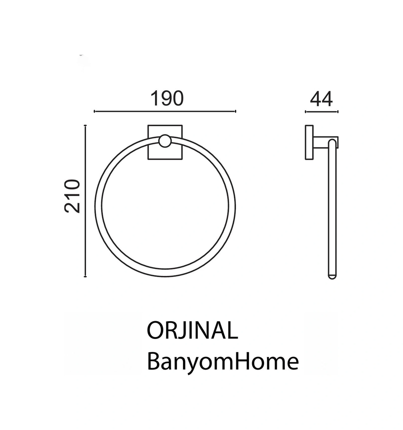 Çelik Banyo Paslanmaz Pirinç Vizyon Yuvarlak Havluluk Krom