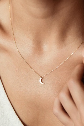 Semizkuyumculuk Ay Figürlü Altın Kolye