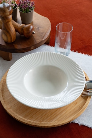 Satürn 27 Cm Porselen Makarna Tabağı Kırık Beyaz