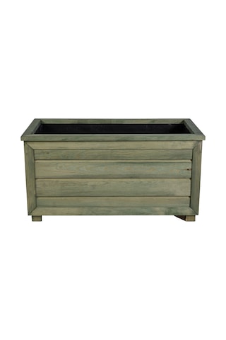 Kaf Ahşap Dekoratif Ahşap Saksı - Uzun / Emprenye Yeşil