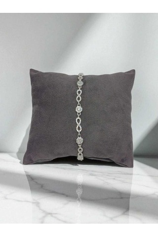 Taşlı Sonsuzluk Ve Çiçek Figürlü Gümüş Bileklik Zarif Ve Işıltılı Tasarım Gümüş