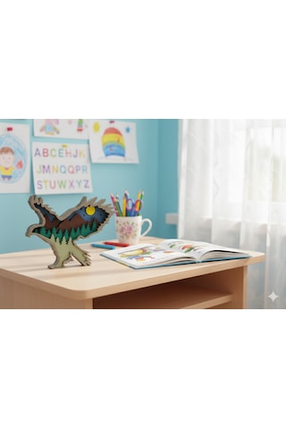 3d Katmanlı Ahşap Kartal Figürlü Dekoratif Masa Süsü Standart