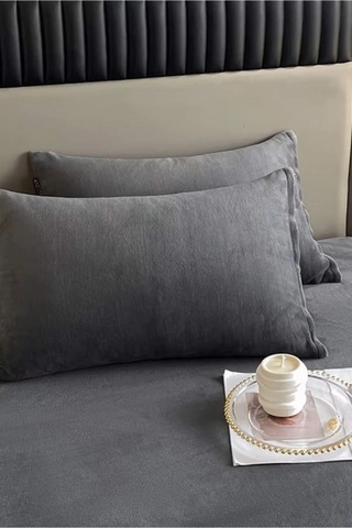 Mulberry Kışlık Tek Kişilik Kadife Lastikli Çarşaf 100x200+30 Antrasit