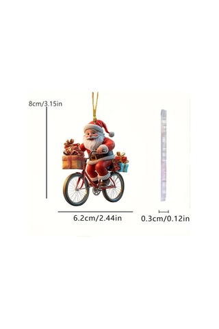 Geeksen Kahverengi Akrelik Noel Ağaç Dekorasyonu - Bisikletle Hediye Veren Noel Baba Figürü, Kolay Asma, Renk Tutarlı, Çok Amaçlı Kullanım