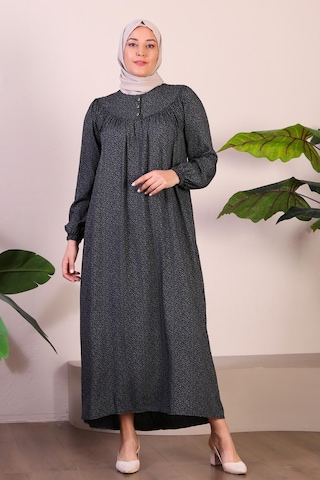 Kadın Uzun Buyuk Beden Anne Elbise Yazlik Tesettur Giyim 001