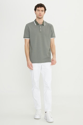 AC&Co / Altınyıldız Classics Erkek Hakı Pamuklu Slim Fit Dar Kesim Polo Yaka Çizgili Tişört Haki