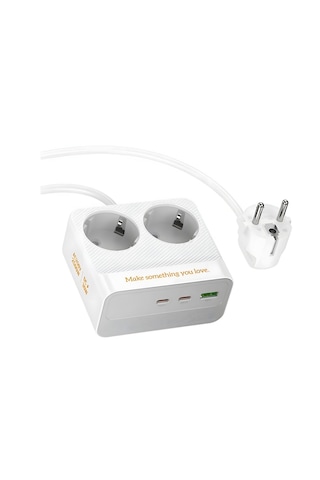 2500w 2 Li Akım Korumalı Priz + 30w Pd Type-c Hızlı Şarj 2 Ac + 3 Usb Çoklu Masaüstü Şarj İstasyonu 2