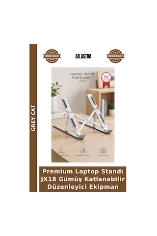 Premium Laptop Standı Jx18 Gümüş Katlanabilir Düzenleyici Ekipman