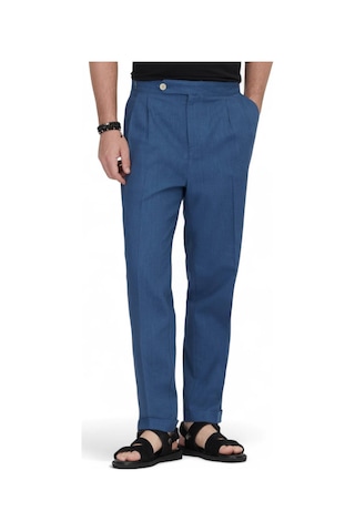 Kip İndigo Dokuma Carrot Fit Casual Pamuk Karışımlı Pantolon İndigo