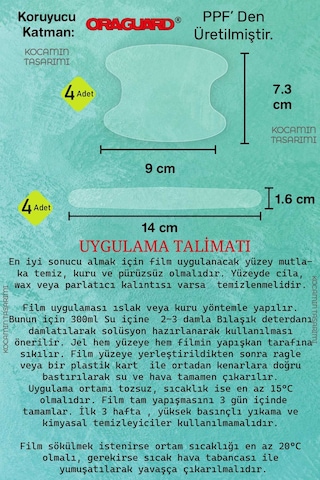 Araba Kapı Koruyucu Ppf Film 8 Parça Alman Malı Parlak Şeffaf Boya Çizik Önleyici Tırnak Koruma Sticker 8pcs
