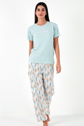Lela Regular Fit Bisiklet Yaka Kısa Kollu Bayan Pijama Takımı 65770105 Mint