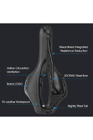 Yaozixa Bisiklet Seli - Yollu Bisikletler İçin Konforlu, Boşluklu Ve Havalandırmalı - Dayanıklı Deri - Siyah-sarı Çok Renkli