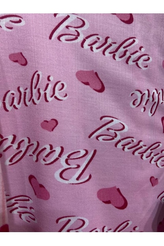 Rukod Kadın Kapşonlu Pembe Renk Barbi Desenli Likralı Kol Ve Bilek Manşet Detaylı Pijama Takımı Barbi Desenli