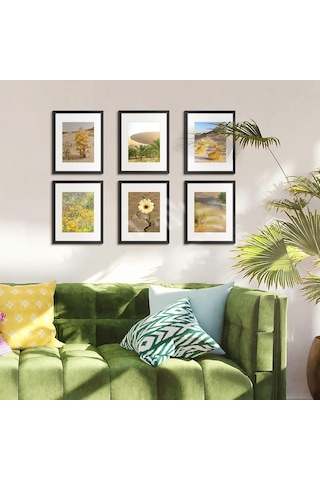 11x14 5'li Resim Çerçevesi Seti, 8x10 Mat Veya 11x14 Matsız, Duvar Galerisi Fotoğraf Çerçeveleri, Siyah
