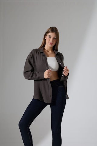 Oversize Basic Müslin Gömlek Antrasit