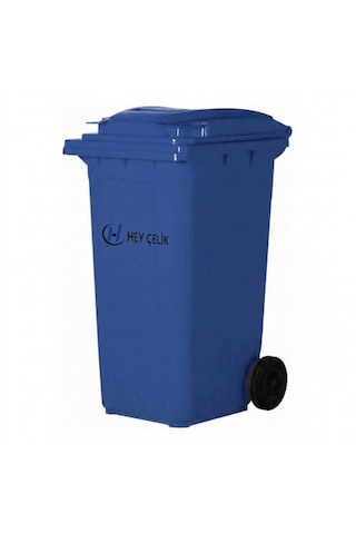 240 Litre Mavi Plastik Çöp Konteyneri Tekerlekli Atık Konteyneri Hey Çelik Pk-095
