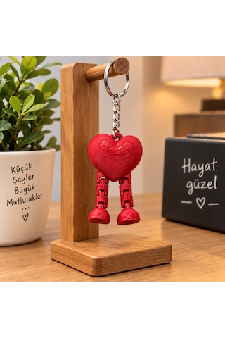 Kırmızı Kalp Figürlü Hareketli 3d Baskı Anahtarlık Çanta Ve Okul Sırt Çantası Süsü