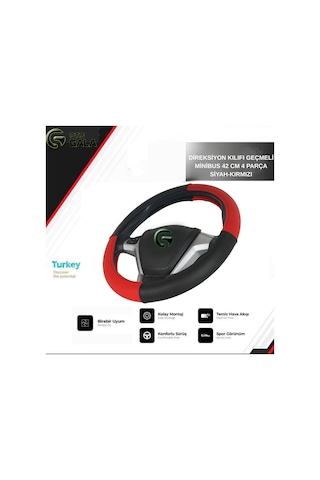 Direksiyon Kılıfı Geçmeli Minibus 42 Cm 4 Parça Siyah-kırmızı Siyah - Kırmızı