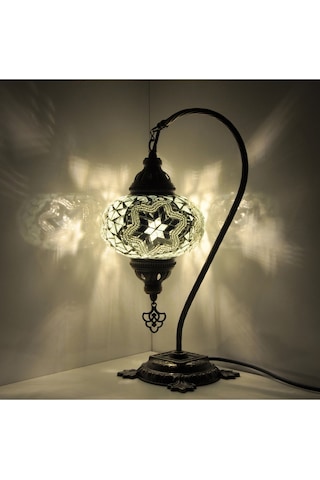 Mozaik Lamba Abajur Otantik Mozaik Gece Lambası Hediyelik Lamba Beyaz