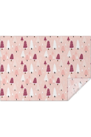 Noel Desenli Dikdörtgen Masa Örtüsü 60x84 İnç, Su Geçirmez Ve Leke Tutmaz Noel Ağacı Kar