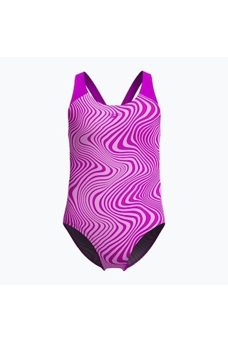 Speedo Dijital Allover Sıçrama Önleyici Diva Kız Çocuk Mayosu Mor Mor