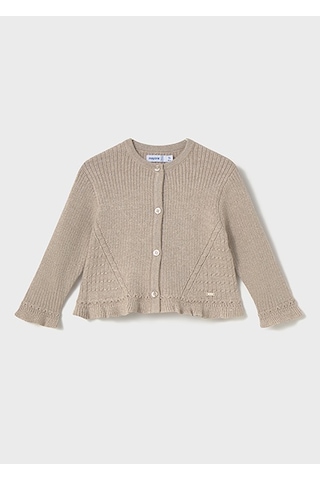 Mayoral Bej Kız Bebek Fırfırlı Örgü Hırka 2358 Toprak
