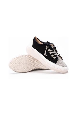 Erkan Saçmacı Vanessa Siyah Denim Taşlı Sneaker