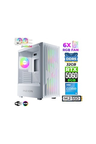 Fazeon Astra X670 i5-14400F 32 GB 1 TB M.2 NVMe SSD 8 GB RTX5060 Free Dos Masaüstü Oyuncu Bilgisayarı