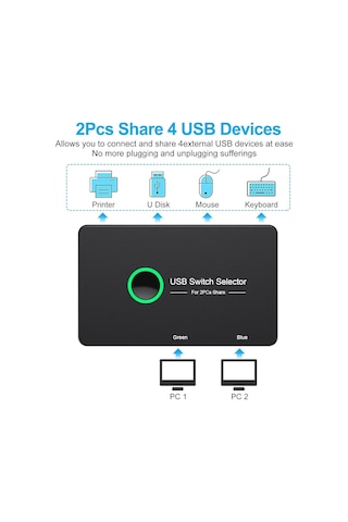 Usb 3.0 Anahtarı, 2'si 4 Arada 2 Bilgisayar Paylaşımı 4 Bağlantı Noktalı Usb Kvm Switcher Hub Pc Mouse Klavye Yaz