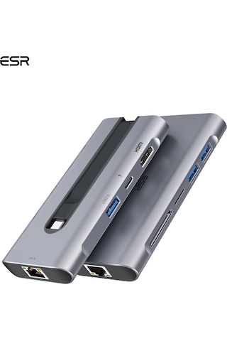 Esr 8-in-1 Usb-c Hub: 4k Hdmı, Gigabit Ethernet Rj45 , 100w Pd Şarj Ve Yüksek Hızlı Veri Aktarımı