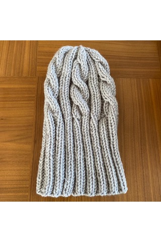Duman Rengi Kışlık Örgü Dikişsiz Bere Gri