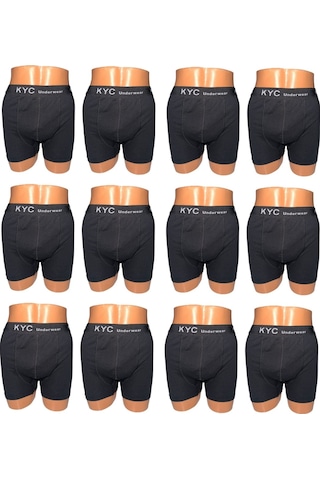 Kyc Shopping 12 Adet Siyah Renk Pamuklu Likralı Penye Esnek Kumaş Boxer Kyc Shopping 12 Adet Siyah Renk Pamuklu Likralı Penye Esnek Kumaş Boxer